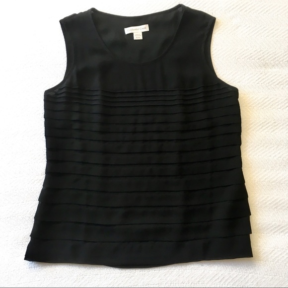Coldwater Creek Black Sleeveless Ruffle Top XS 4 - Picture 1 of 8